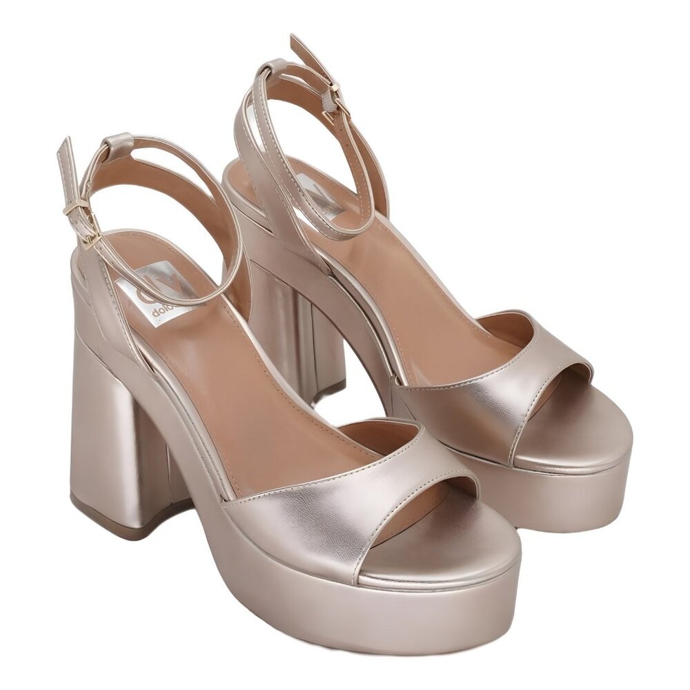 DV Dolce Vita Wizzard Platform Block Heel Sandals Gold Metallic 7M - Picture 4 of 6